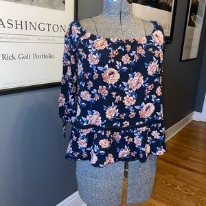 American Eagle Navy Floral Top